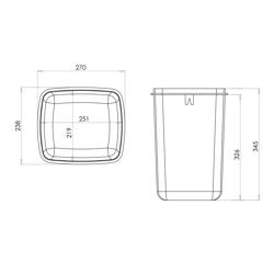 Plastic container – Waste bin insert - fits ABIE467 - Polypropylene (PP) - 237×294×343 mm