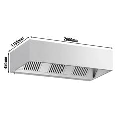 Commercial Box Extraction Canopy - Stainless Steel - Baffle Filters – 2m × 1100 mm – 2400 m³/h