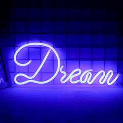 LED ljusskylt - Dream - Blå - 420x180mm