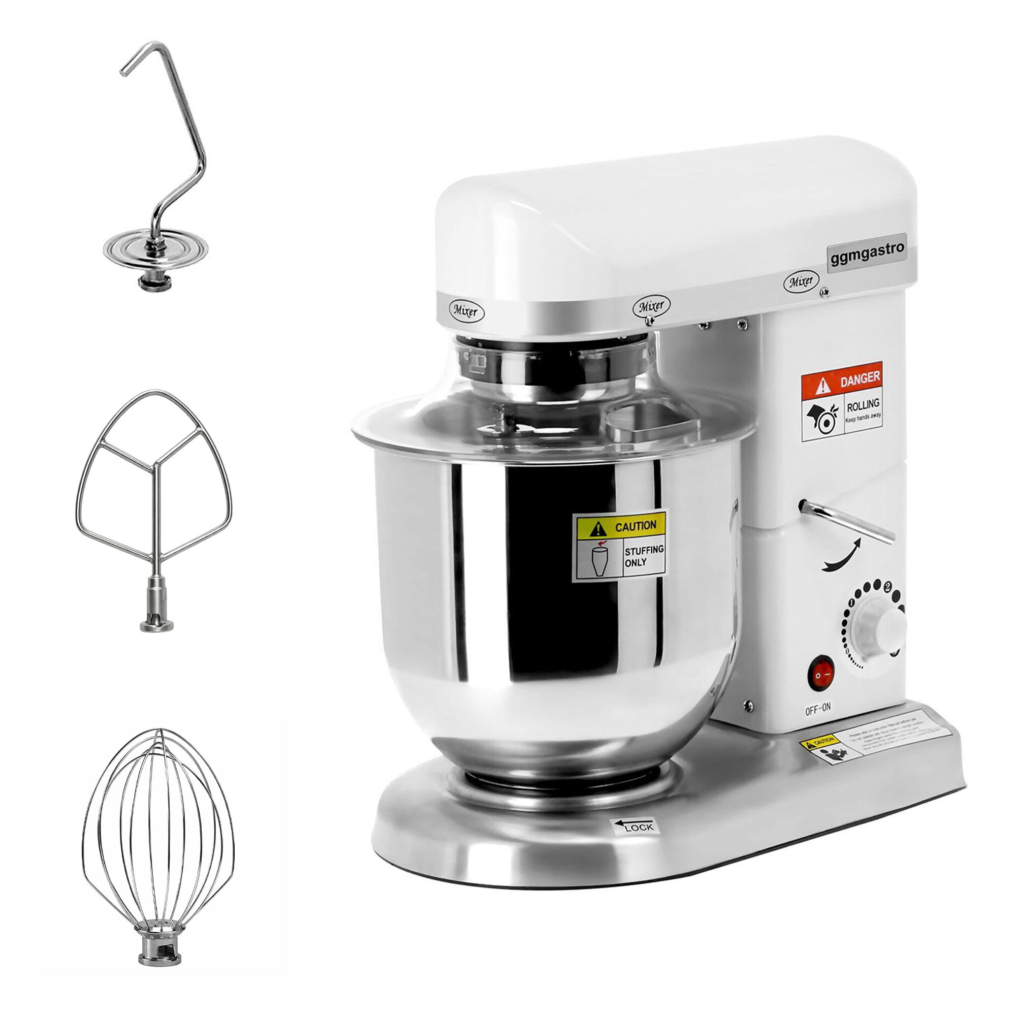 Impastatrice planetaria - 7 litri - 500 Watt - incl. 3 accessori per mescolare