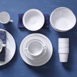 (12 buc) Budgetline Mammoet - Set cești cafea cu farfurioare - 200 ml - Alb - stivuibile