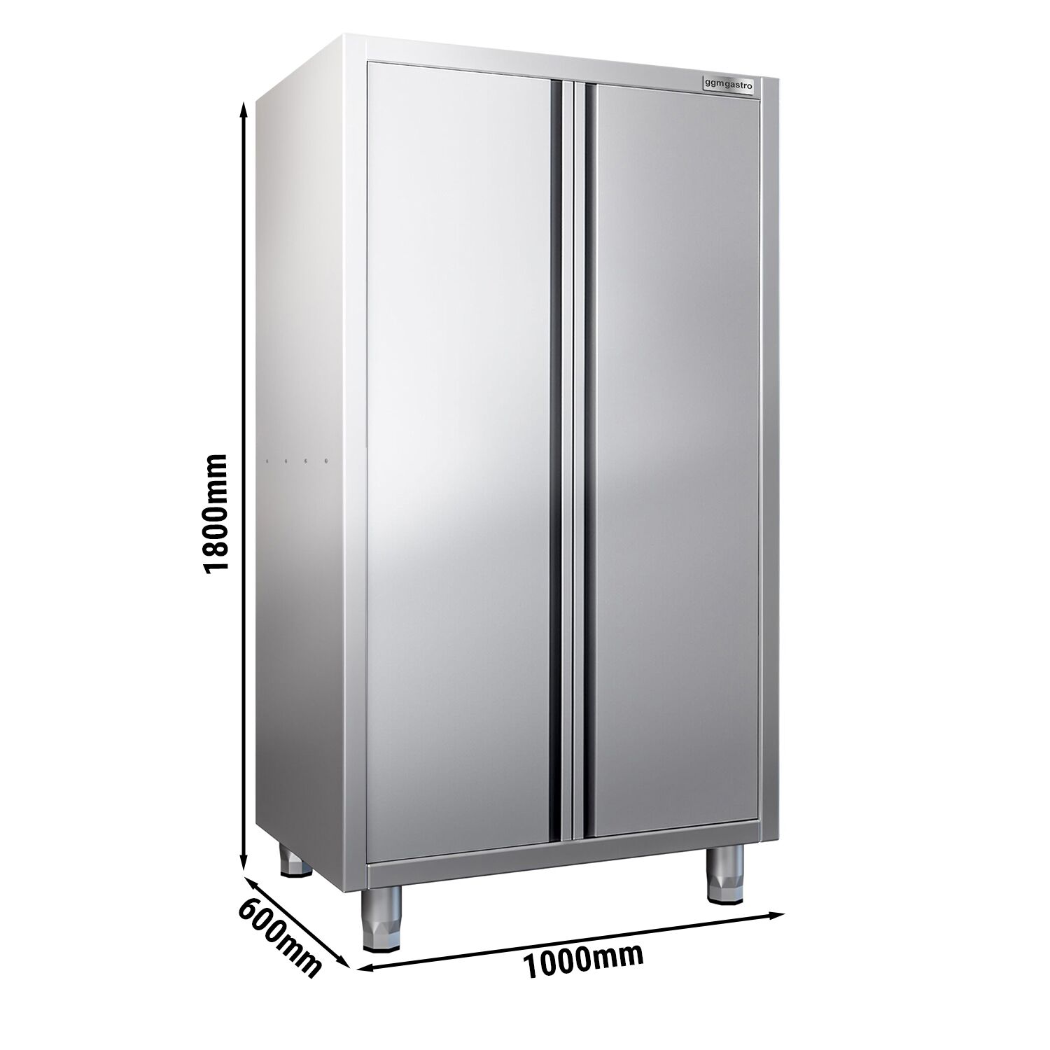 Armoire haute en inox PREMIUM - 1000x600mm - 2 portes battantes - Hauteur: 1800mm