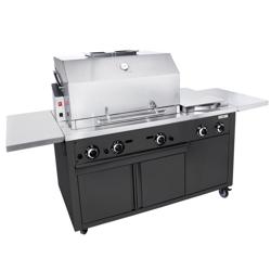 Plinska grill stanica - 22,5 kW - američki stil - inox AISI 304 - crna - profesionalna BBQ kuhinja