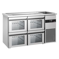 Arrière‑bar réfrigéré PREMIUM - 1550x700mm - 4 tiroirs vitrés