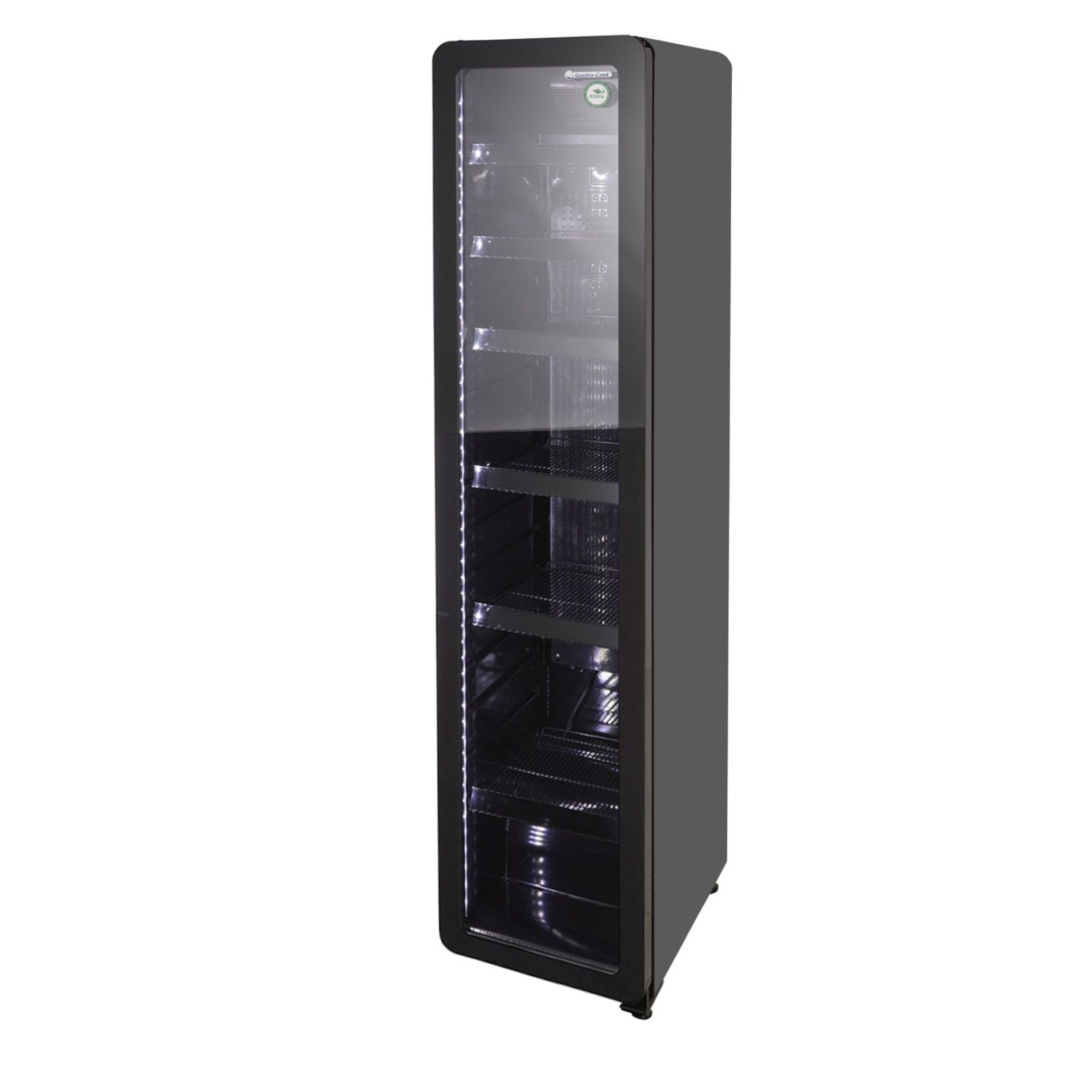GASTRO-COOL | Vitrine réfrigérée à boissons - 212 litres - étroit - avec 1 porte en verre - Noir