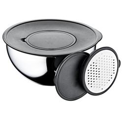 Set de 9 bols en acier inoxydable - Ø 160, 200, 240 mm - avec râpe et couvercles de conservation         