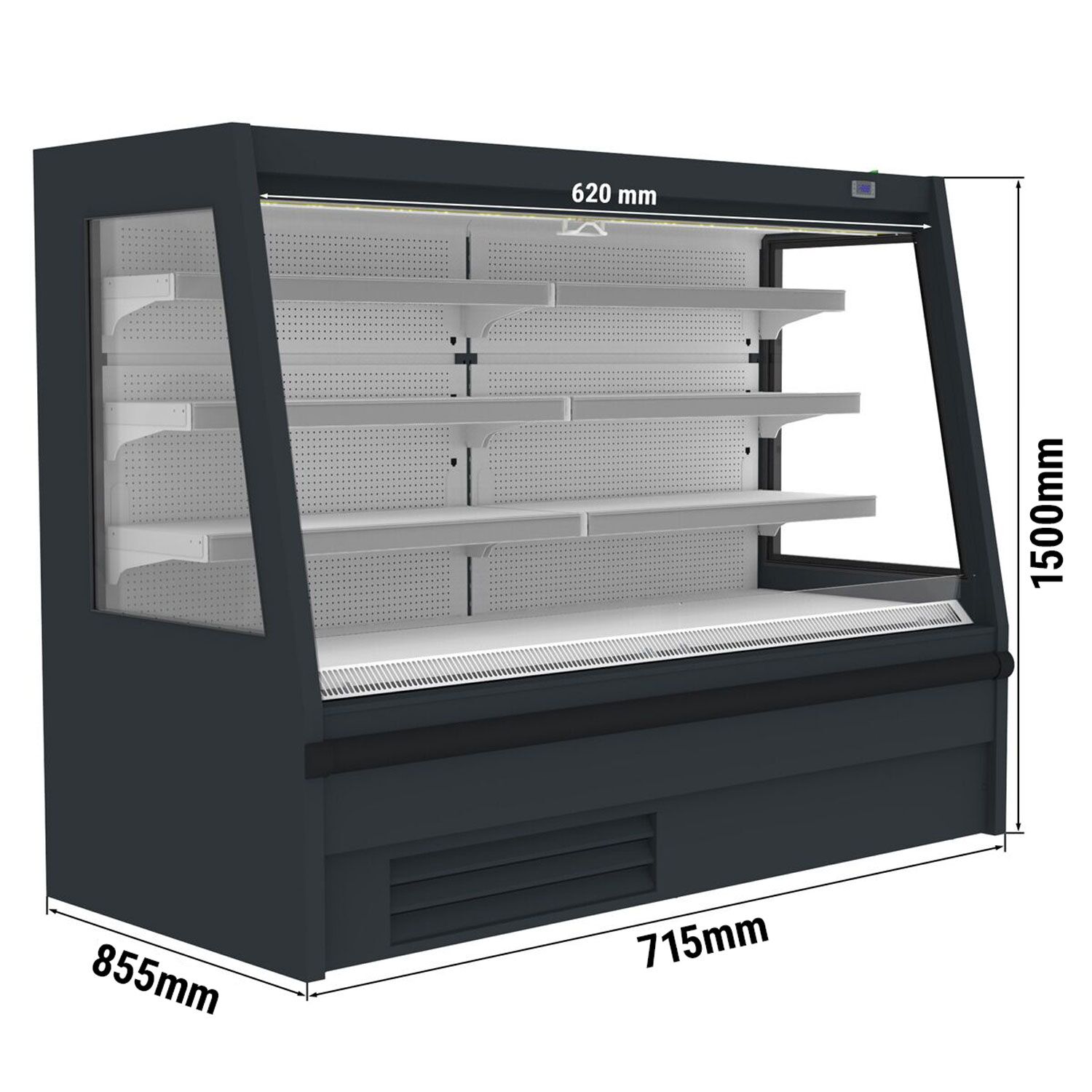 Vitrine murale réfrigérée - 715mm - 179L - avec 3 étagères - avec rideau de nuit