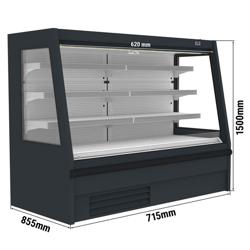 Mural refrigerado abierto - 715x885x1500mm - 179L - con 3 estantes - incl. cortina nocturna