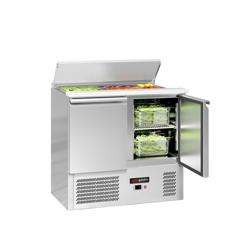 Mesa saladette refrigerada ECO - 903mm - 240L - 2 puertas macizas - con tapa de acero inoxidable para 2x GN 1/1 & 3x GN 1/6