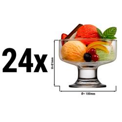 (24 pieces) Ice Cream Sundae Glasses – 260 ml - Ø 100 mm - Clear Glass - Dishwasher Safe