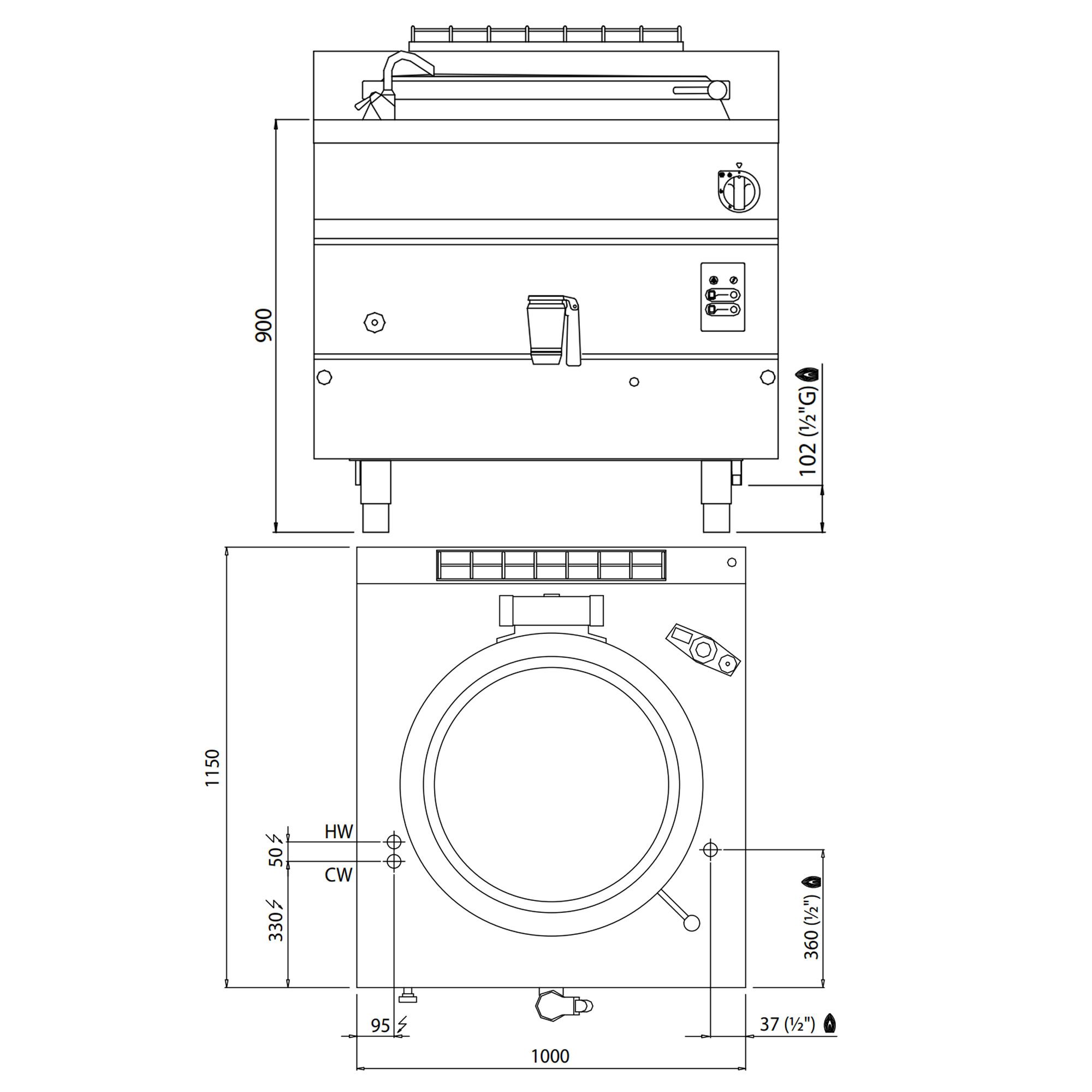 Marmite de Cuisson à Gaz - 200 Litres - 34,5 kW - Chauffage Indirect
