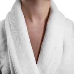 (12 uds) Albornoz con cuello chal - Talla M - Blanco [Unisex] [Hotel/SPA]