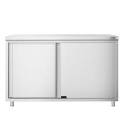 Tavolo armadiato in acciaio inox PREMIUM - 1200x600mm - con 2 porte scorrevoli