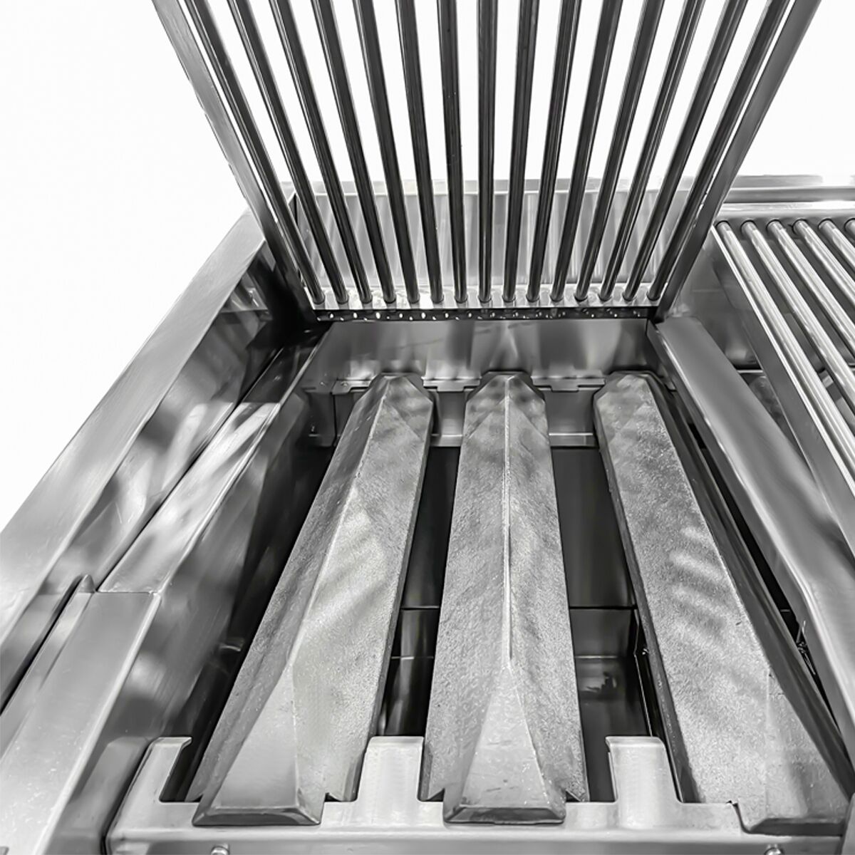 Barbecue à gaz professionnel - 25kW - sur pied - P900mm - 6 brûleurs - 2 grilles de cuisson - grille inclinable - grilles de cuisson en fonte