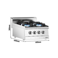 Fogão a gás de mesa - 24,0kW - 4 queimadores - com queimadores de alto rendimento
