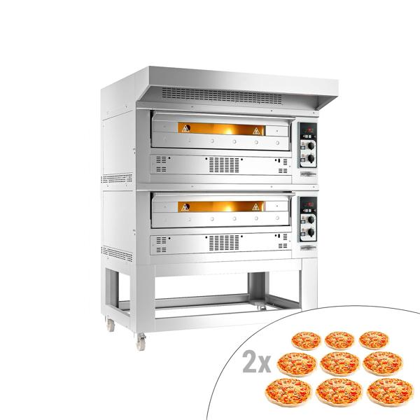 Pizzaoven op gas - 9+9x 33cm - Handmatig - incl. afzuigkap & onderstel