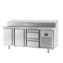 Mesa de preparação refrigerada - 1960x600mm - com 2 portas & 2 gavetas - para 11x GN 1/4