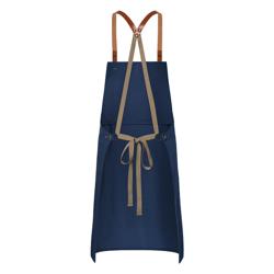 KARLOWSKY | Recycled Bib Apron Green Generation Cross-Back Leather Straps – Steel Blue - 70x85 cm