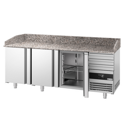 Pizzakylbänk PREMIUM - 2150x800mm - 3 dörrar och 3 lådor