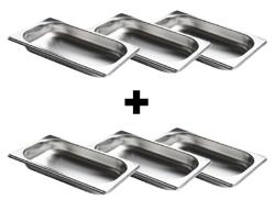 (6 Stück) Edelstahl GN-Behälter 1/4 - Höhe: 20mm