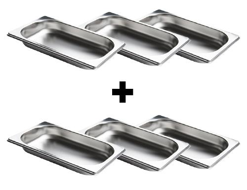 (6 stuks) RVS GN bak 1/4 - Hoogte: 20mm