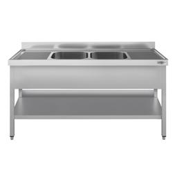 Spültisch ECO - 2000x700mm - mit Grundboden - mit 2 Becken mittig