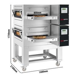 (2 pieces) Commercial Gas Conveyor Pizza Oven – Double Stack - 800mm Belt - 150 pizzas/h