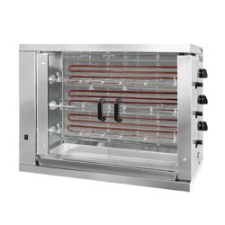 Elektrický rotační profesionální gril na kuřata - 14,4 kW - s 3 špízy - pro až 18 kuřat