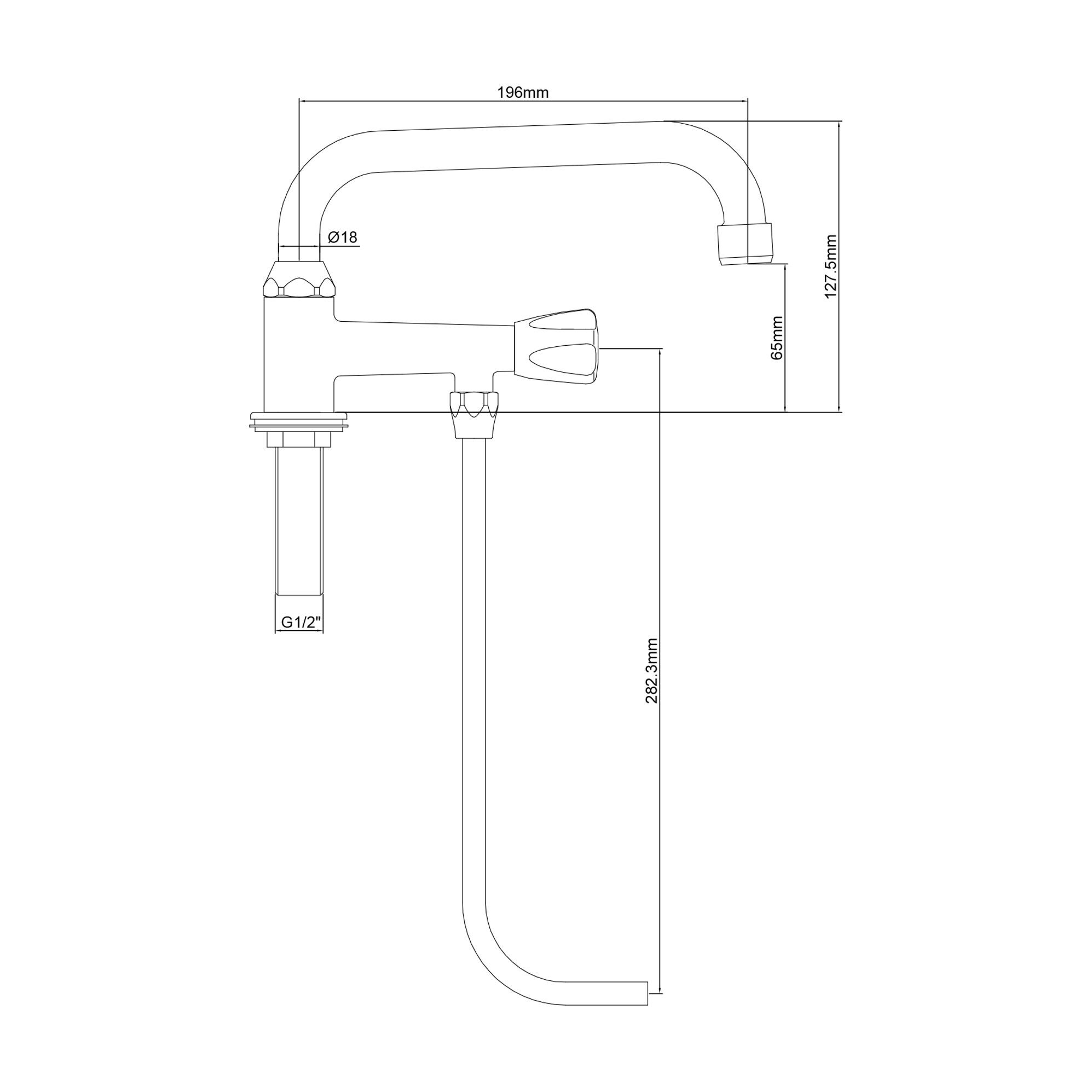 Mitigeur monotrou - pour eau froide - avec bec pivotant 360°, raccord3/8" & pour 1 bac - pour épaisseur de table jusqu’à80mm