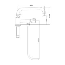 Bateria stojąca jednootworowa - do zlewu 1‑komorowego - z dwuuchwytowa, wylewka obrotowa 360°, 3/8" przyłącze, do blatów do 80mm - 460mm