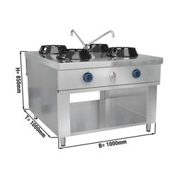 Gas woktafel eilandmodel - 56,0 kW - 4 branders - incl. 2 kranen