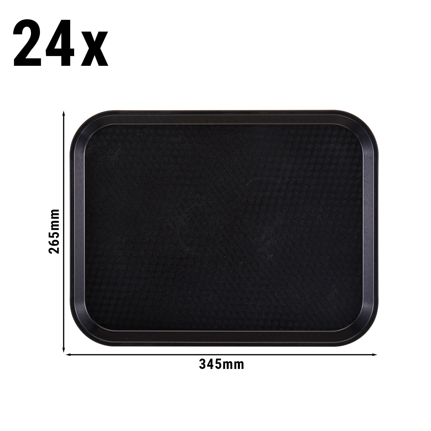 (24 pièces) CAMBRO | Plateau fast food – rectangulaire – 345×265 mm – profil haut – Noir