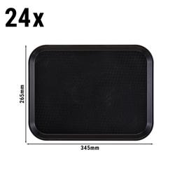 (24 pieces) CAMBRO | Canteen Tray – Rectangular, Textured, Black – 345×265 mm