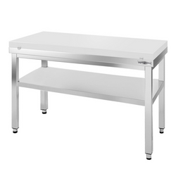 Tavolo da lavoro in acciaio inox PREMIUM - 1400x800 mm - con ripiano inferiore senza alzatina incl. tagliere	
