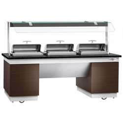 Buffet counter DUBLIN - 2300mm - with 3 chafing dishes & castors