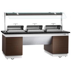 Buffévagn varm DUBLIN - 2300 mm - med 3 chafing dishes - med hjul - svart granit