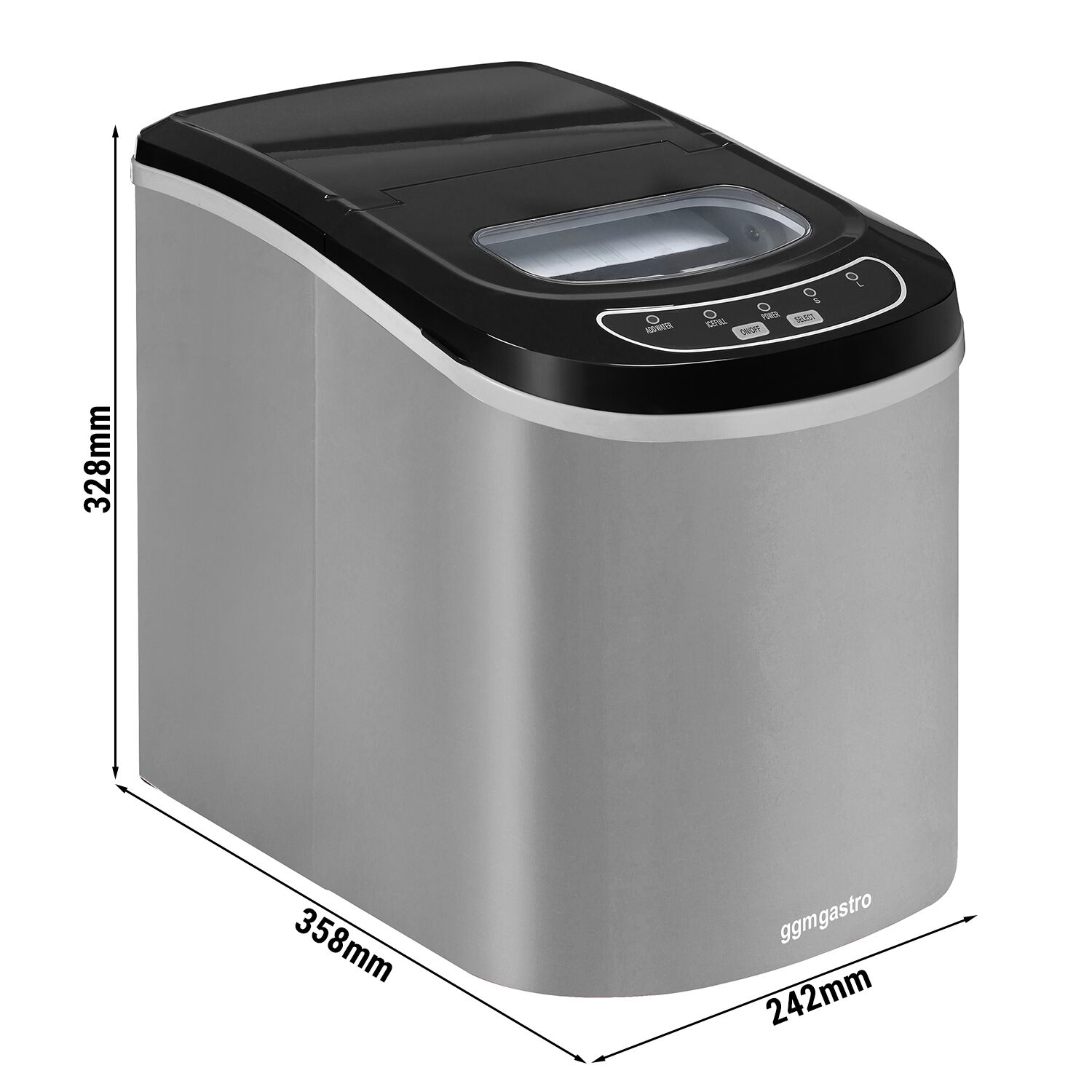 Machine à glaçons - Cylindre creux - 12 kg/24 h - Argent