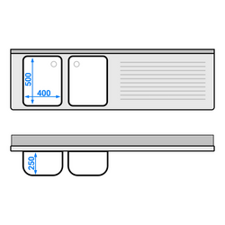 Sink unit PREMIUM - 2000x600mm - with 2 basins left