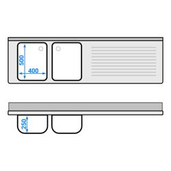 Evyeli Dolaplı Tezgah PREMIUM - 2000x600mm - 2 evyeli
