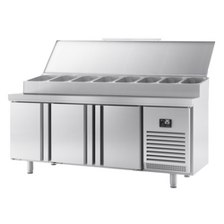 Bakkerij voorbereiding-/ koelwerkbank 3 deuren - Vakmaat EN - Roestvrijstalen opzetstuk 13x 1/4 GN