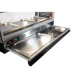 Commercial Heated Display Cabinet for Rotisserie Chicken - 1098mm - 1.8kW - with 2 shelves - with Pull-Out Carving Board