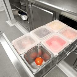 Cassettiera PREMIUM - in acciaio inox AISI 304 - con 2 cassetti e alzatina - 500x700mm