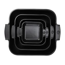 (6 pieces) PEUGEOT | Appolia Square Ceramic Casserole Dish – Satin Black - 18 cm - 0.66 L