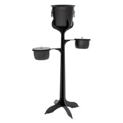 Wine Bucket with Stand & 2 Ice Buckets - Stainless Steel - Height:720mm - Black