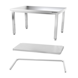 Työpöytä PREMIUM ruostumattomasta teräksestä - 1600x800mm - pohjalla ja kannattimilla 
