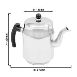 Tea Pot - Stainless Steel - 2.3L - with lid - plastic handle - 270x140x220mm