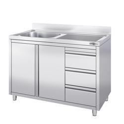 Szafka pod zlewozmywak  - 1200x600 mm - z 3 szufladami & 1 zlewem po lewej stronie