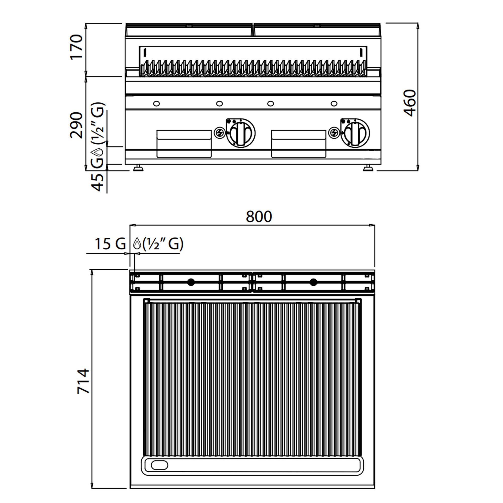 Grill à pierre de lave à gaz – 13,8 kW