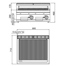 Commercial Gas Lava Rock Chargrill Lorenzo 700 - 13.8kW - Countertop - 714mm Deep - Cast-Iron Cooking Grids