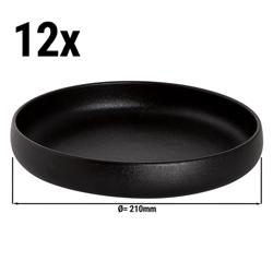 (12 pcs) UNIVERSE - Assiette creuse - Porcelaine - Ø210mm - Noir